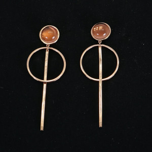 Pendientes largos geométricos en plata rosa Holly I Madrid68