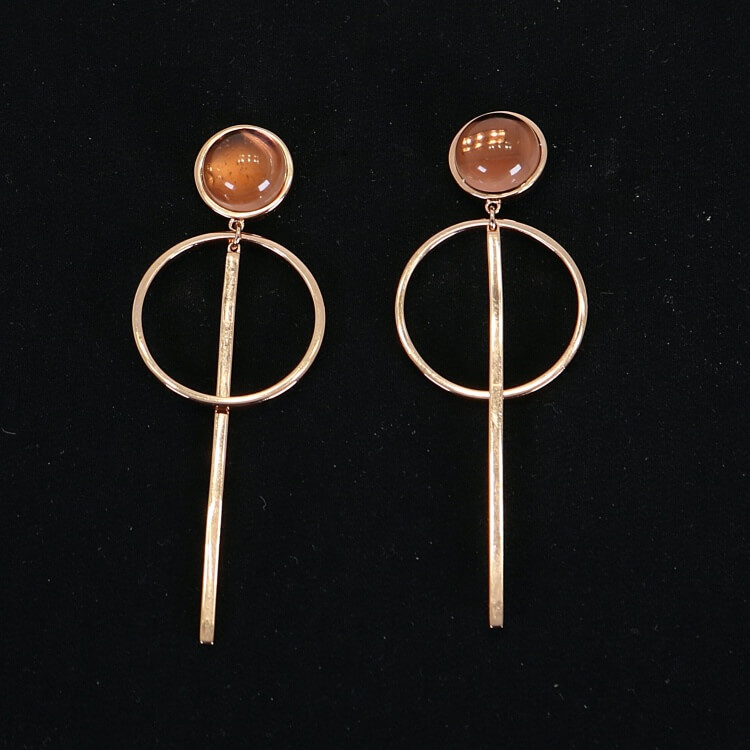 Pendientes largos geométricos en plata rosa Holly I Madrid68