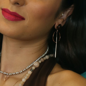 Pendientes largos geométricos en plata rosa Holly I Madrid68