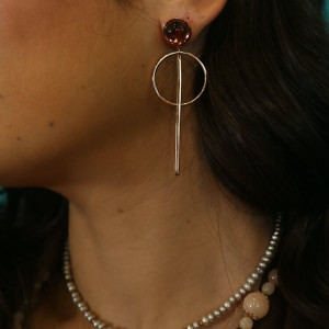 Pendientes largos geométricos en plata rosa Holly I Madrid68