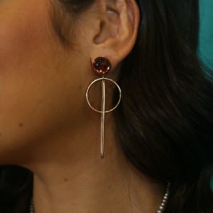 Pendientes largos geométricos en plata rosa Holly I Madrid68