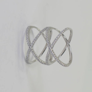 Anillo cruzado doble plata con circonitas Crox I Madrid68 Joyería