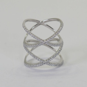 Anillo cruzado doble plata con circonitas Crox I Madrid68 Joyería