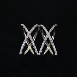Anillo cruzado doble plata con circonitas Crox I Madrid68 Joyería