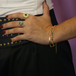 Anillo retro ajustable sello redondo con piedra Kale I Madrid68