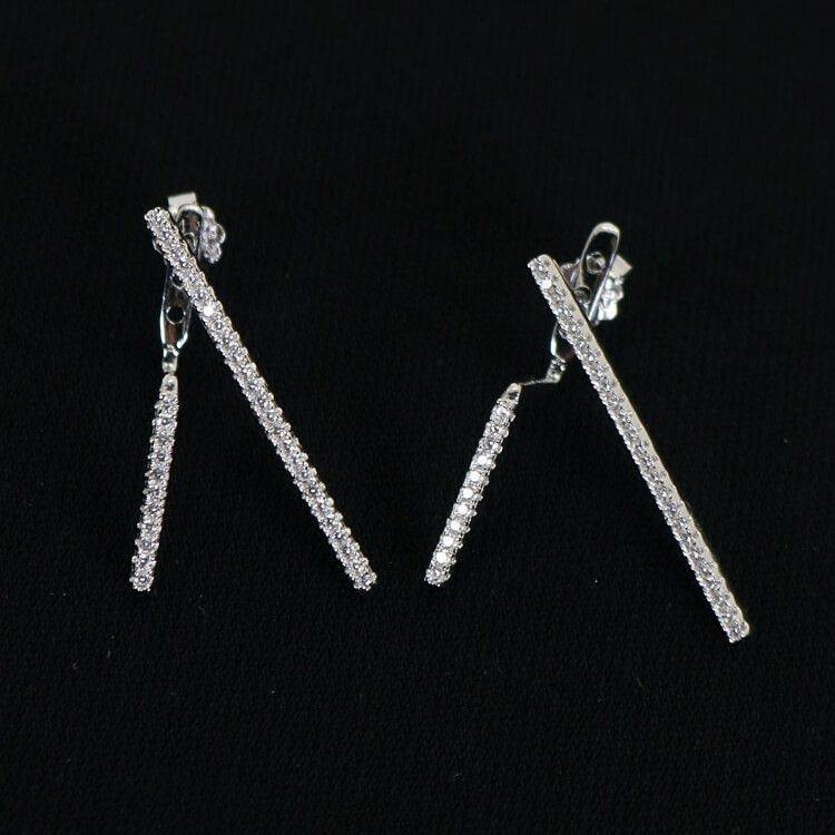 Pendientes ear jackets plata y circonitas Zig I Madrid68 Joyería