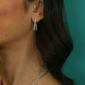 Pendientes ear jackets plata y circonitas Zig I Madrid68 Joyería